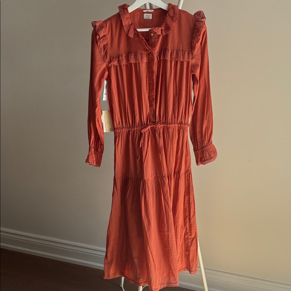 Wilfred Terracotta Long Sleeve Dress